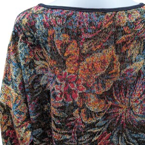 Vintage 1980's multi color metallic floral long sleeve thin knit sweater image 8