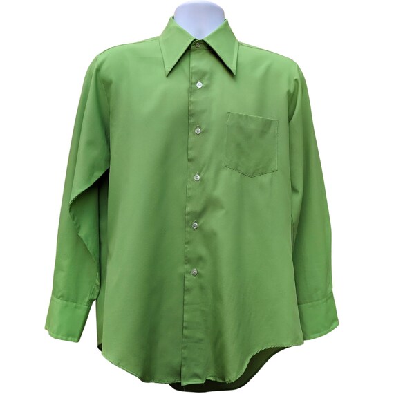 Vintage 60s or 70s apple green 100% polyester lon… - image 1