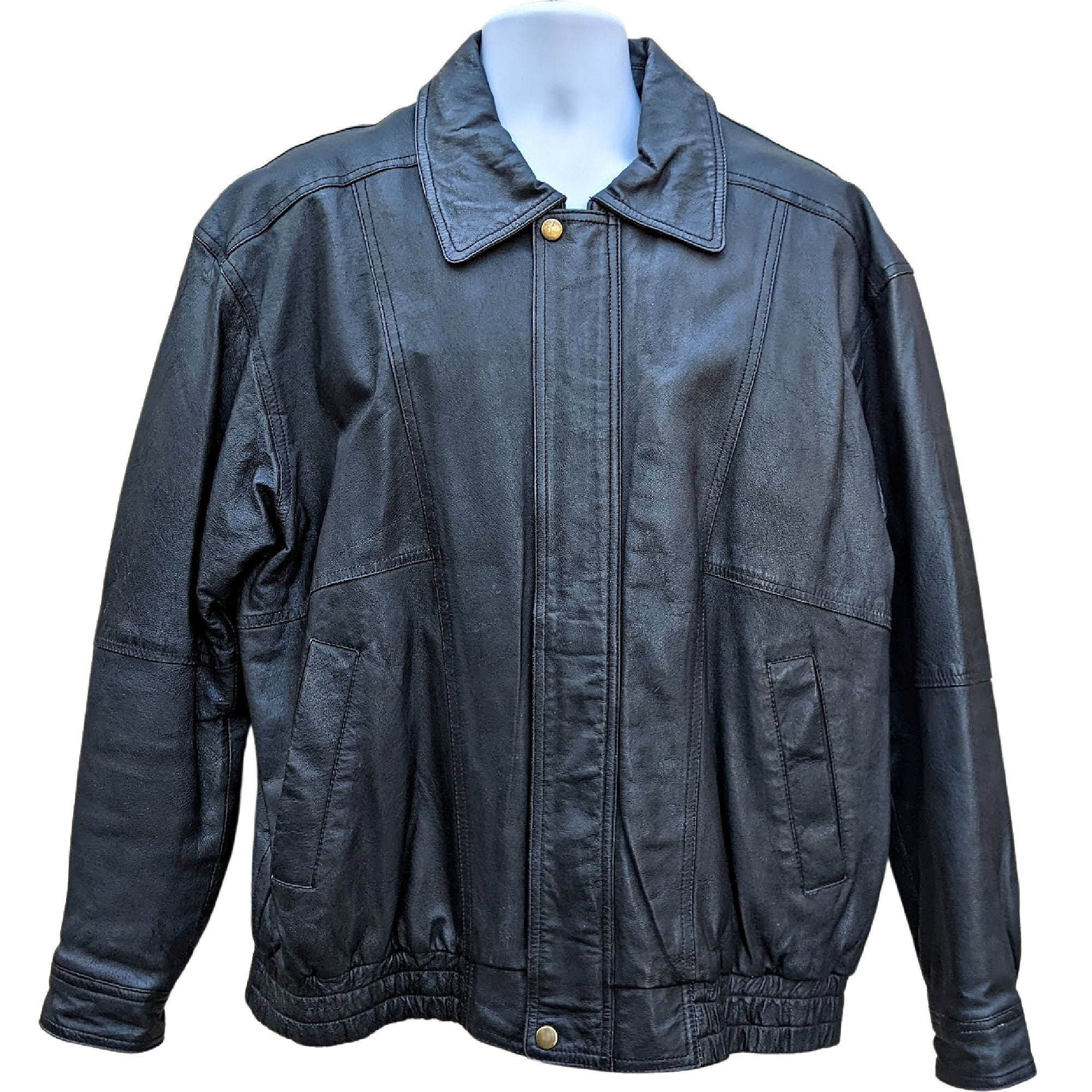 Vintage 80s or 90s Black Leather Bomber Style Jacket - Etsy