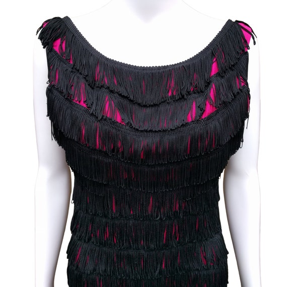 Vintage 50s or 60s black and pink flapper style f… - image 2