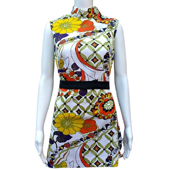 Vintage 1960's mini white with yellow and orange f