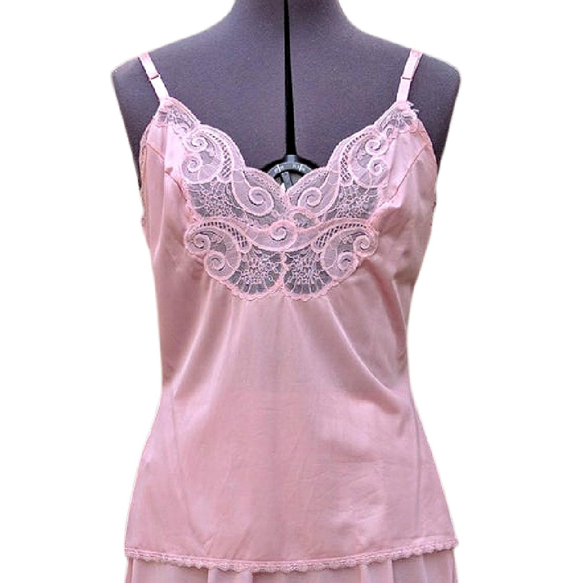 Vintage pink camisole and half slip lace and nylon chemise set Etsy