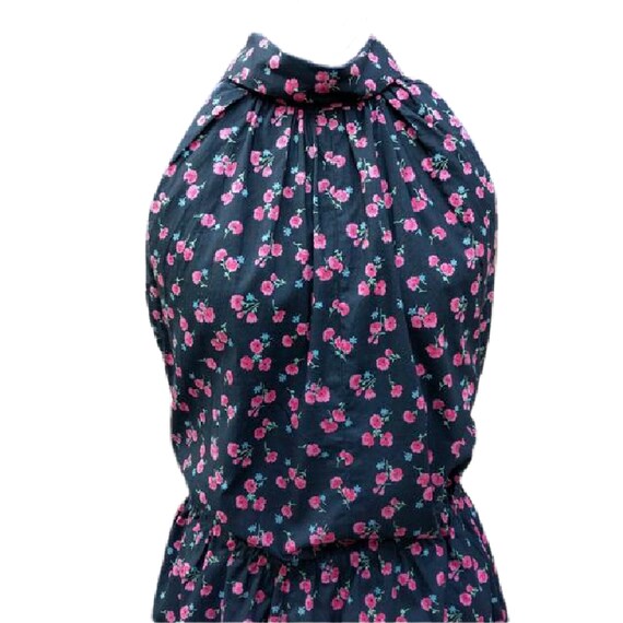 Vintage 40s or 50s cotton black and pink floral 2… - image 2