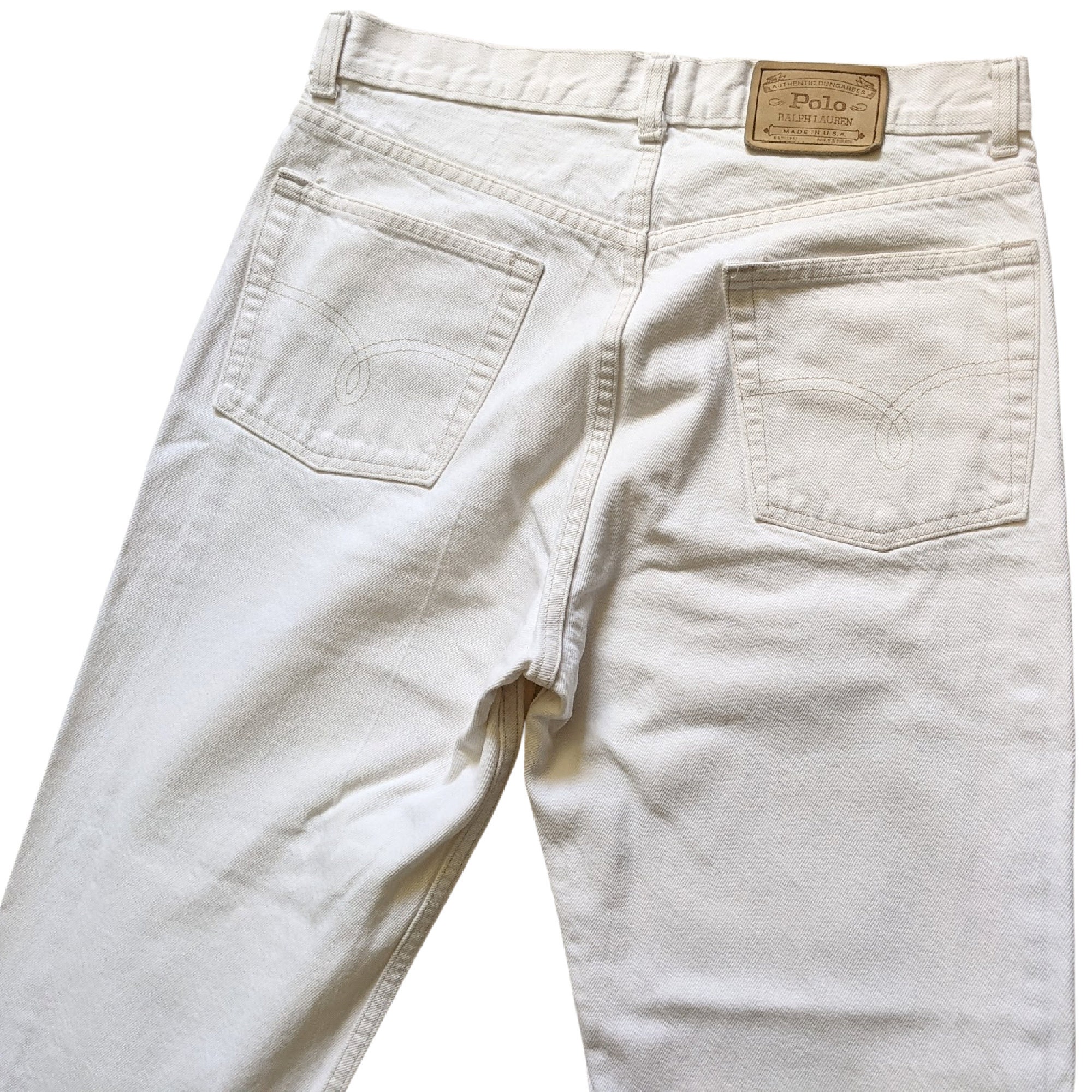 Vintage 90s Ralph Lauren Polo Jeans Warm White Denim, 32 Vintage 90s Ralph Lauren Polo Jeans Warm White Denim, 32