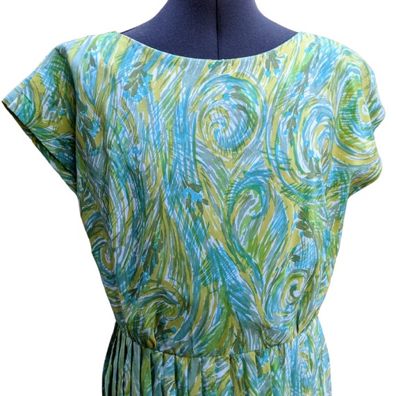 Vintage 50s or 60s green, yellow, blue and white … - image 2