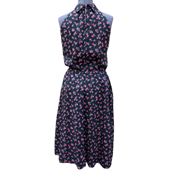 Vintage 40s or 50s cotton black and pink floral 2… - image 5