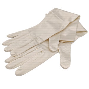 Vintage 90s white poly satin 15 inch opera gloves