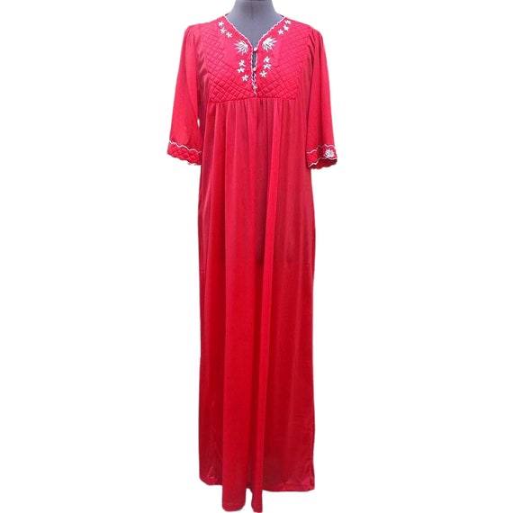 Vintage 1980's red long nightgown kaftan dressing