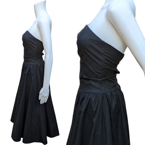 Vintage 80s black strapless cotton with tulle cri… - image 4