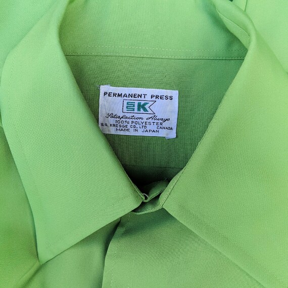 Vintage 60s or 70s apple green 100% polyester lon… - image 9