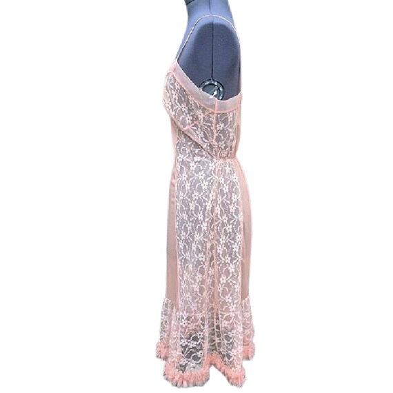 Vintage 60s peach lace and chiffon dress slip - image 4