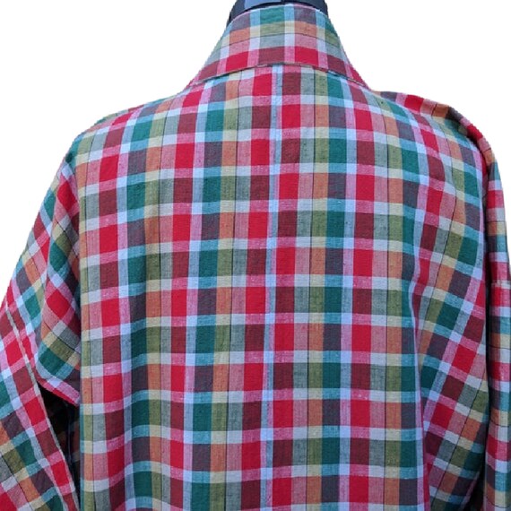 Vintage red, yellow and green plaid cotton Japane… - image 7