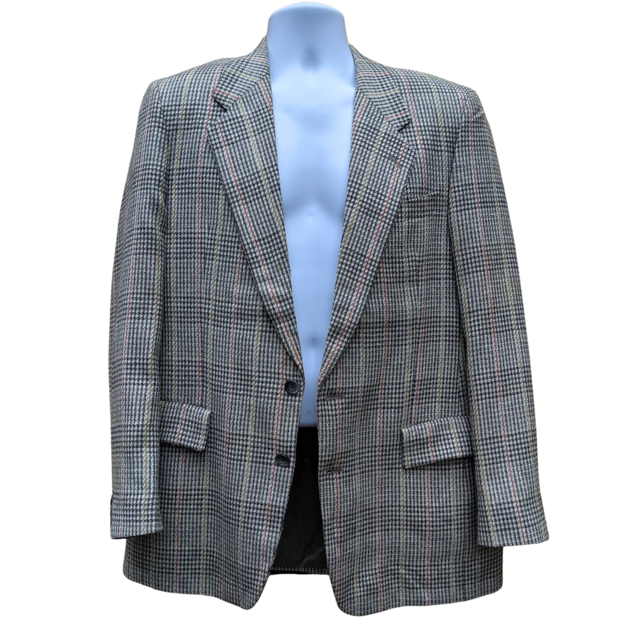 Vintage 80s Glen Check Wool Sportcoat - Cambridge 40R - Etsy