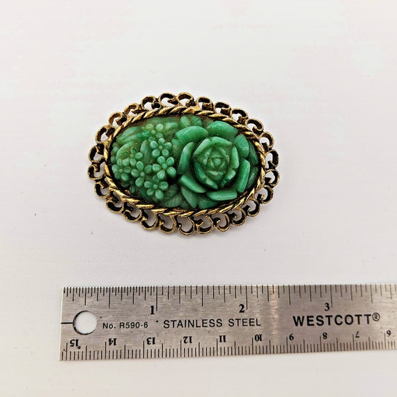 Vintage 70s or 80s large green resin flowers with… - image 6