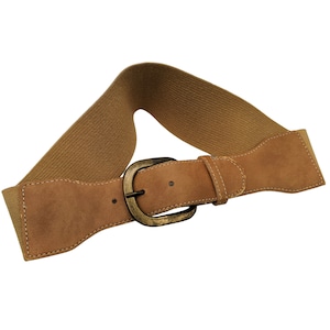 Vintage 90er Jahre Taillengürtel aus weichem braunen Leder mit antik messingfarbener Schnalle