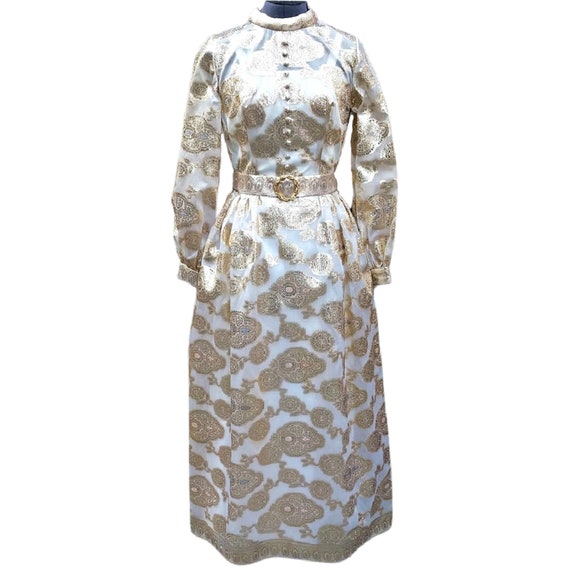 Vintage 1960's gold lamé on nylon chiffon evening