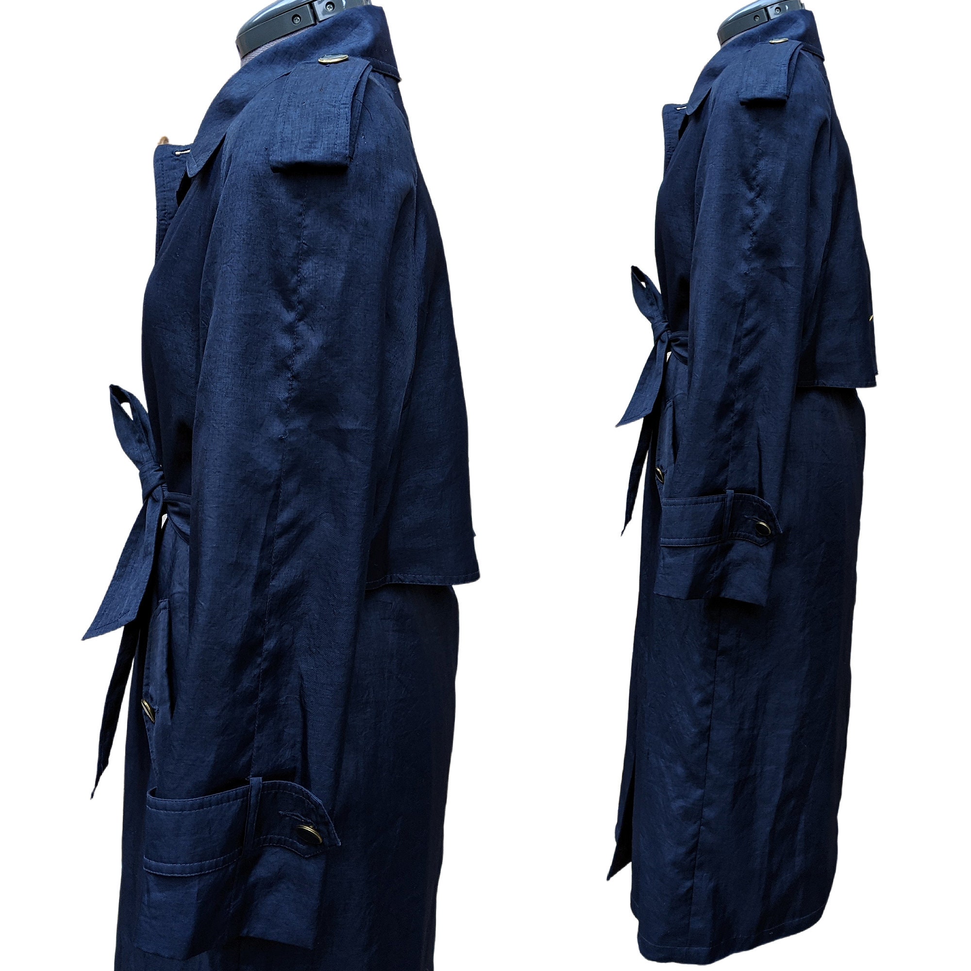 Vintage 80s or 90s Navy Blue Trench Coat - Etsy