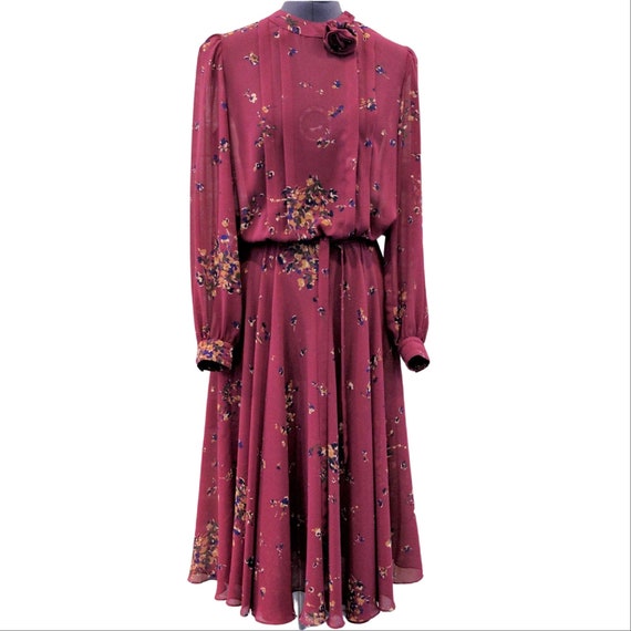 Vintage 1990's burgundy chiffon dress