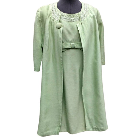 Vintage 60s Silk Pale Green Dress and 