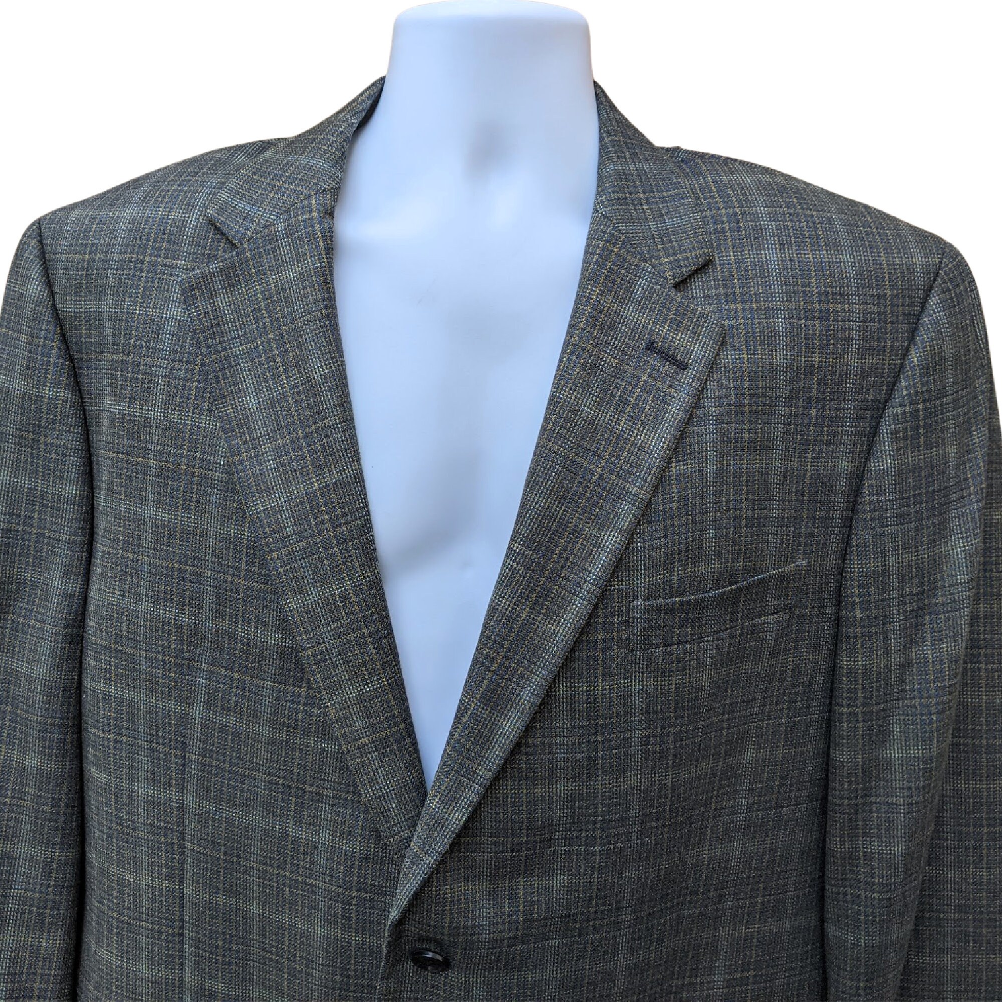 Vintage Dark Silk & Wool Glen Check Sport Coat, Soft Black Vintage Dark Silk & Wool Glen Check Sport Coat, Soft Black