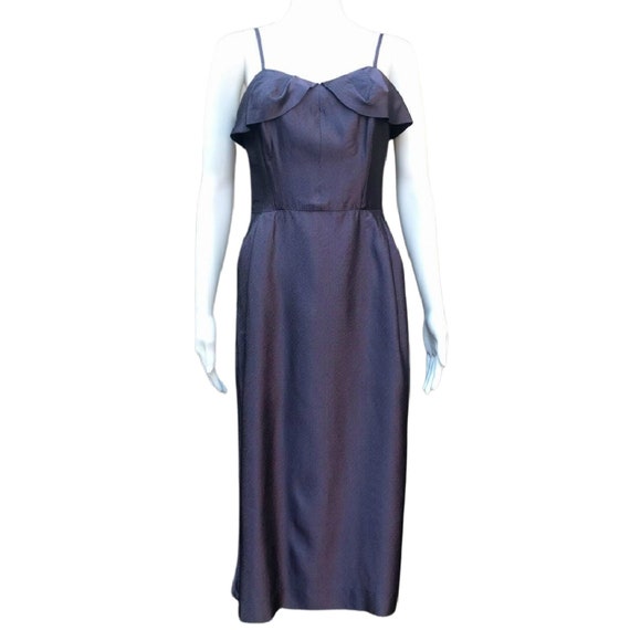 Vintage 50s deep purple sharkskin taffeta wiggle … - image 1