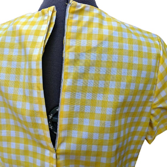 Vintage 60s yellow and white gingham mod dress, d… - image 8