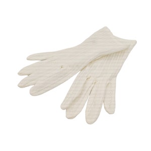 Vintage 1950's or 60's white ivory embroidered nylon gloves