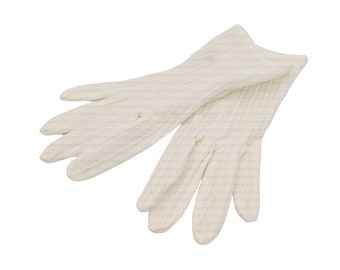 Vintage 1950's or 60's white ivory embroidered nylon gloves