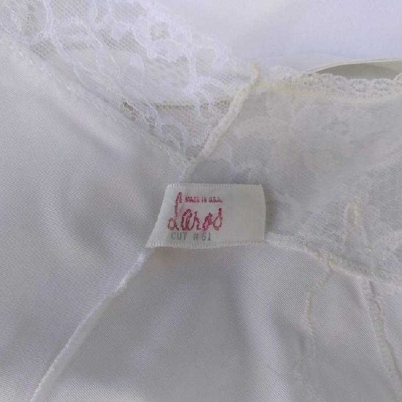 Vintage 60s white lace and nylon dress slip image 9