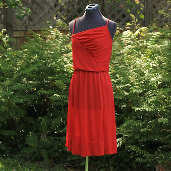 Sexy vestido de Disco rojo de 1970 vintage