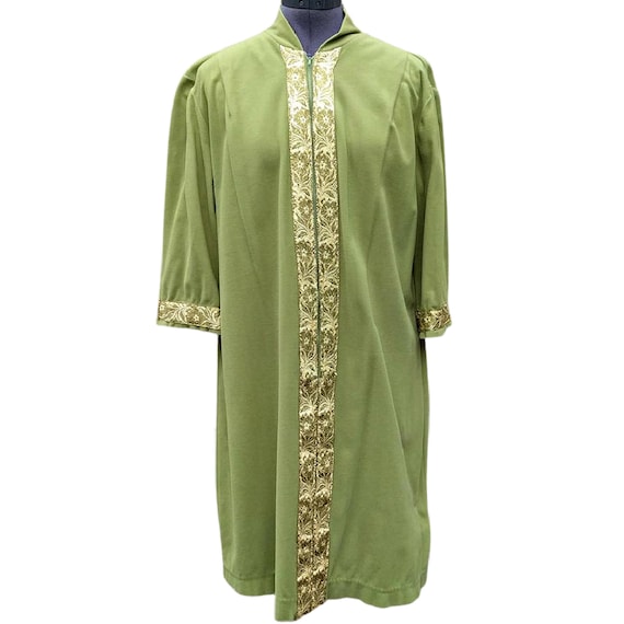 Vintage 1960's avocado green and gold zipper front