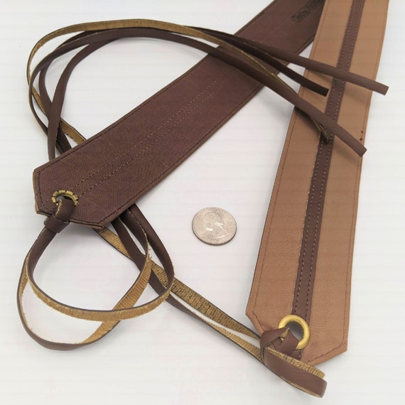 Vintage 1960s or 70s 2 tone brown tie belt, cotto… - image 8