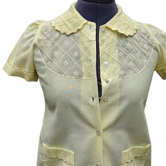 Vintage 1960's Butter Yellow Women's Embroidered … - image 2