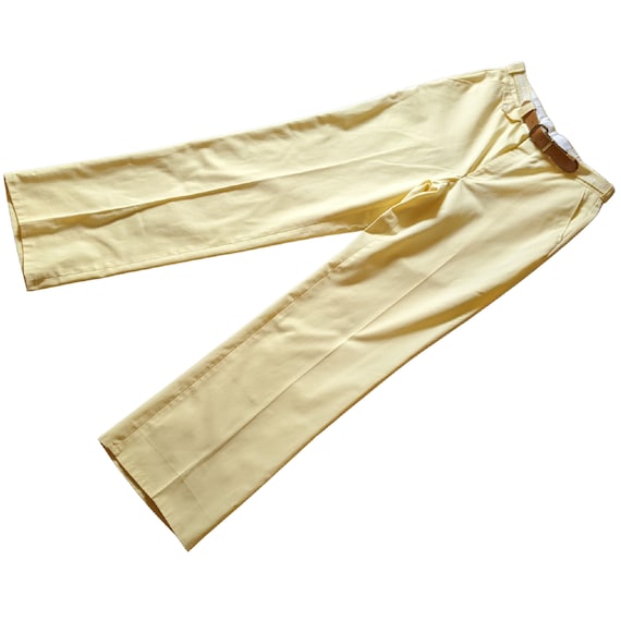 Vintage 70s or 80s pale yellow high waist flat fr… - image 1