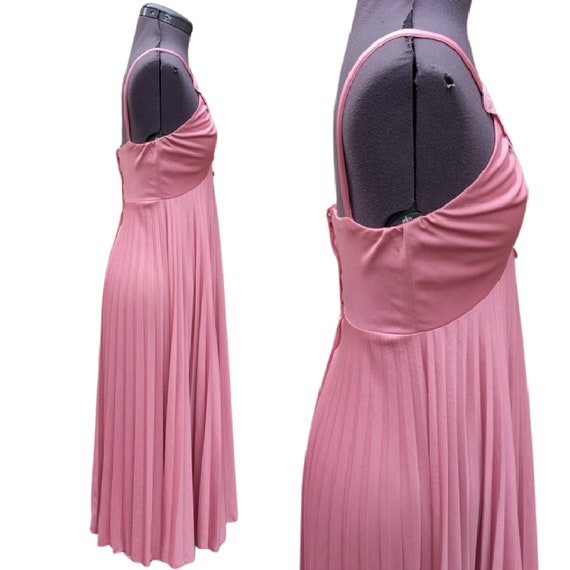 Vintage 70s dusty rose pleated skirt dress - image 5