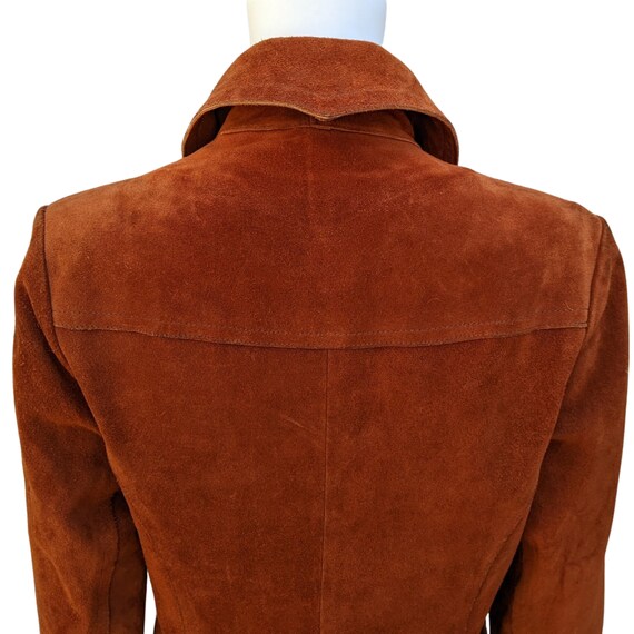 Vintage 70s warm orange brown suede leather jacke… - image 8