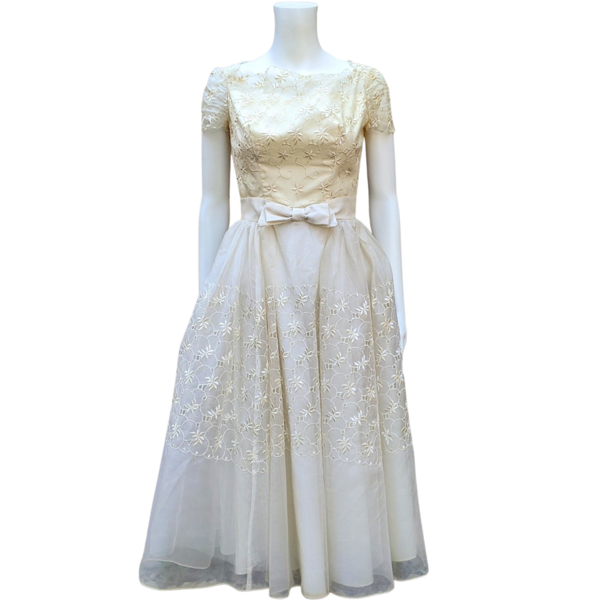 Ameri Vintage TULLE DOCKING DRESS ベージュ S Ameri VINTAGE TULLE DOCKING DRESS