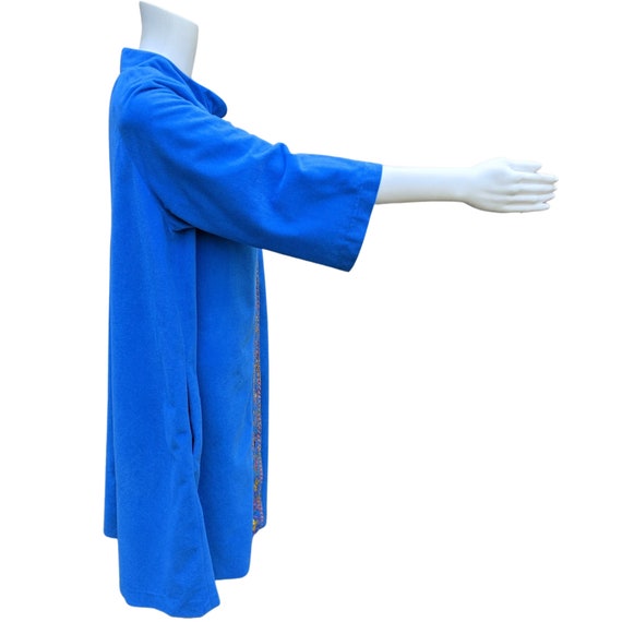 Vintage 60s blue knee length fleece robe housecoat - image 6