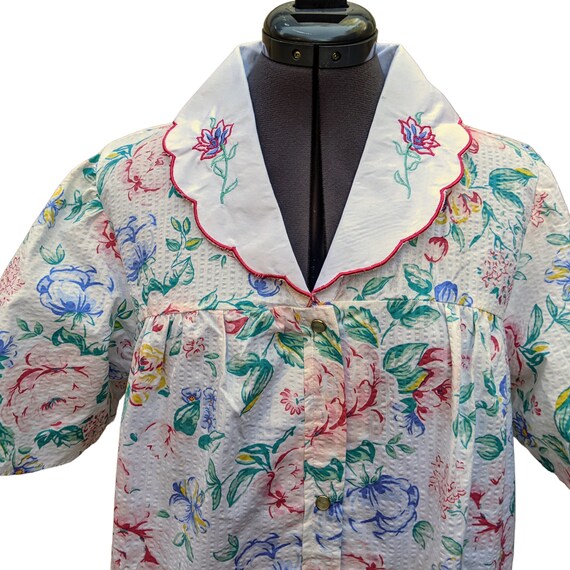 Vintage 80's or 90s floral cotton blend smock / h… - image 8