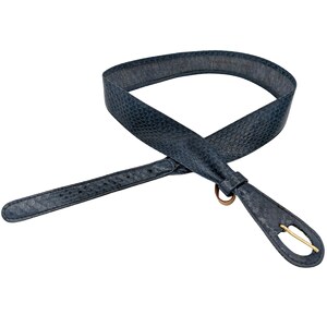 Vintage 1980s or 90s navy blue faux snakeskin belt