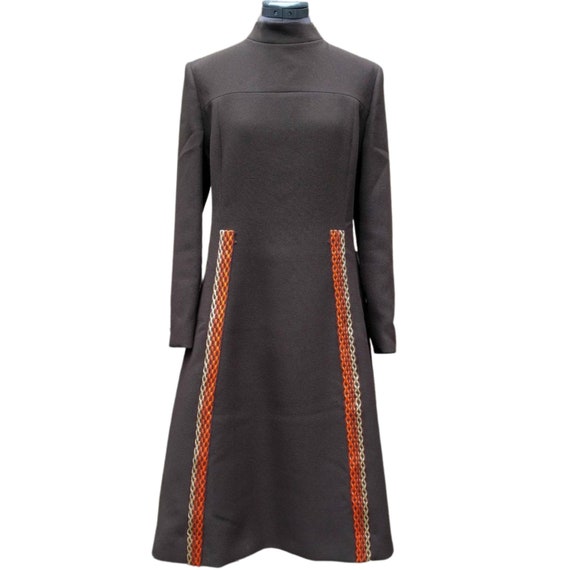 Vintage 1960's brown high neck mod dress