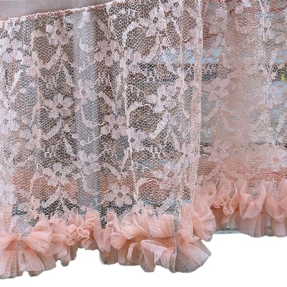 Vintage 60s peach lace and chiffon dress slip - image 8