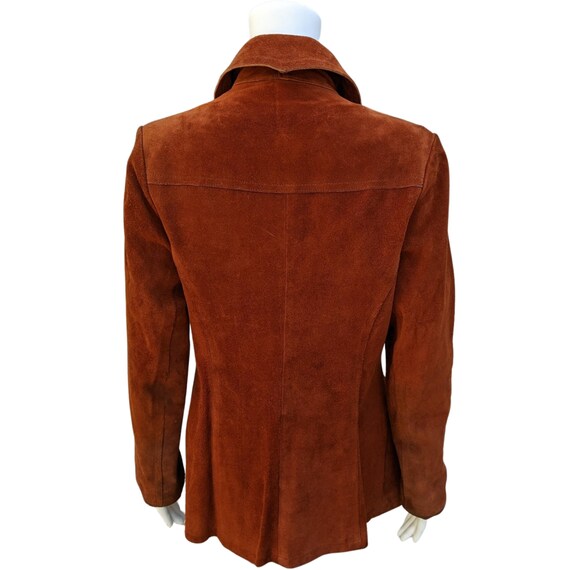 Vintage 70s warm orange brown suede leather jacke… - image 7