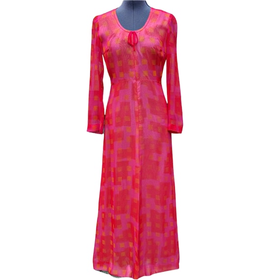 Vintage watermelon red and orange long sleeve dres