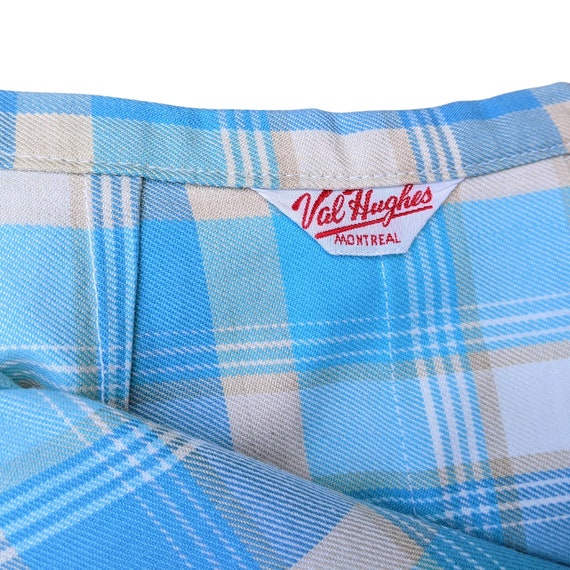 Vintage 50s or 60s blue and white cotton plaid pe… - image 9