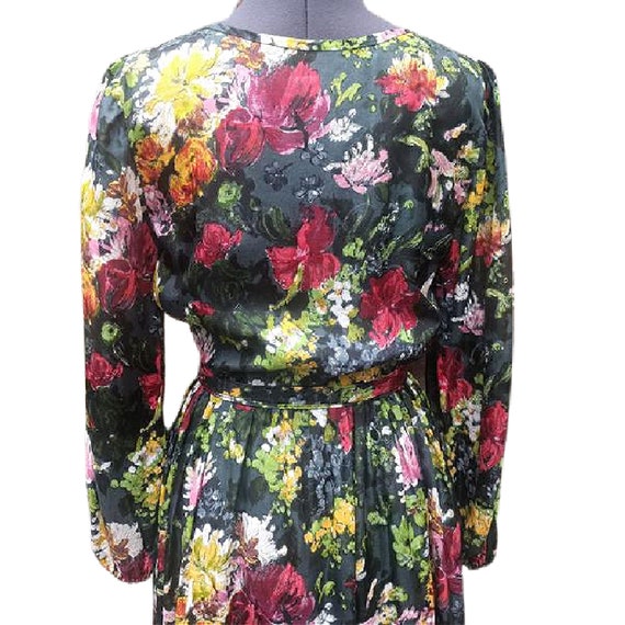 Vintage 1950's silk dress, multicolor floral prin… - image 7