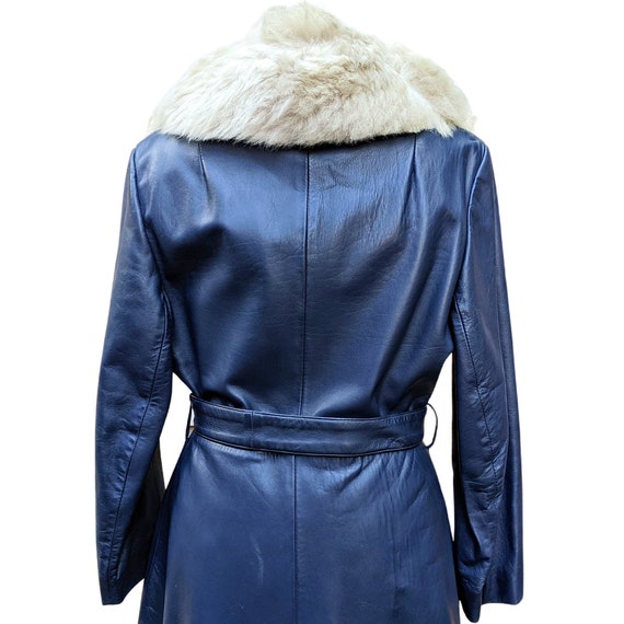 Vintage 1970's blue leather with creamy sheep woo… - image 8