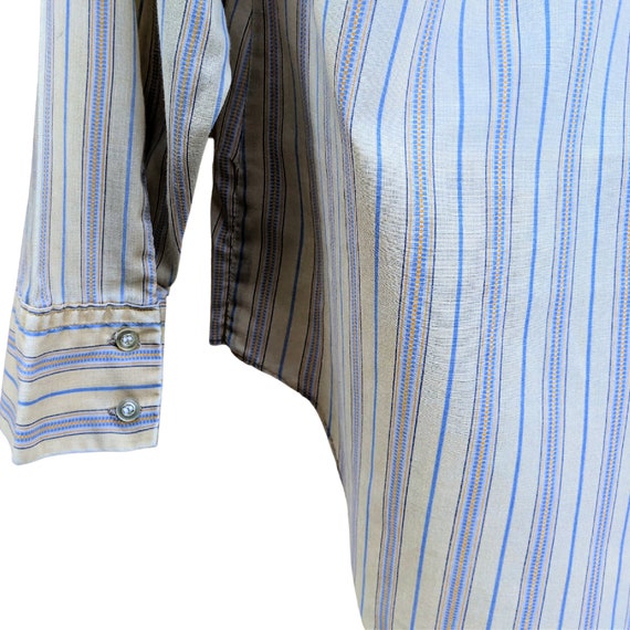 Vintage 60s or 70s pale beige striped cotton dres… - image 8