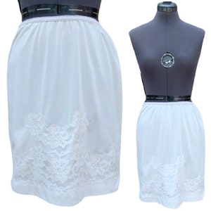 Vintage 1950&#39;s white nylon and lace half slip knee length by DORSAY