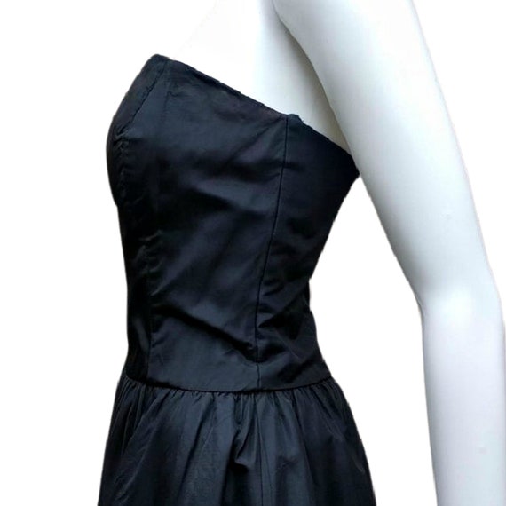 Vintage 80s black strapless taffeta crinoline ski… - image 5